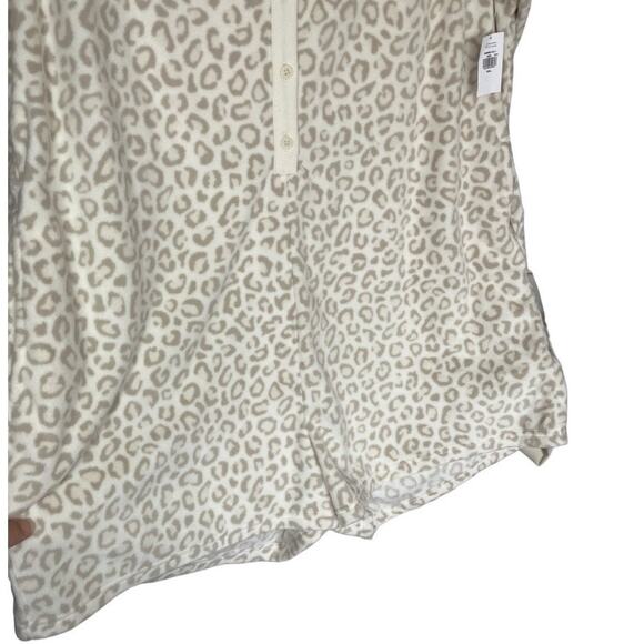 Old Navy animal print leopard white cream shorts romper cozy pajama XXL NWT - Picture 8 of 8